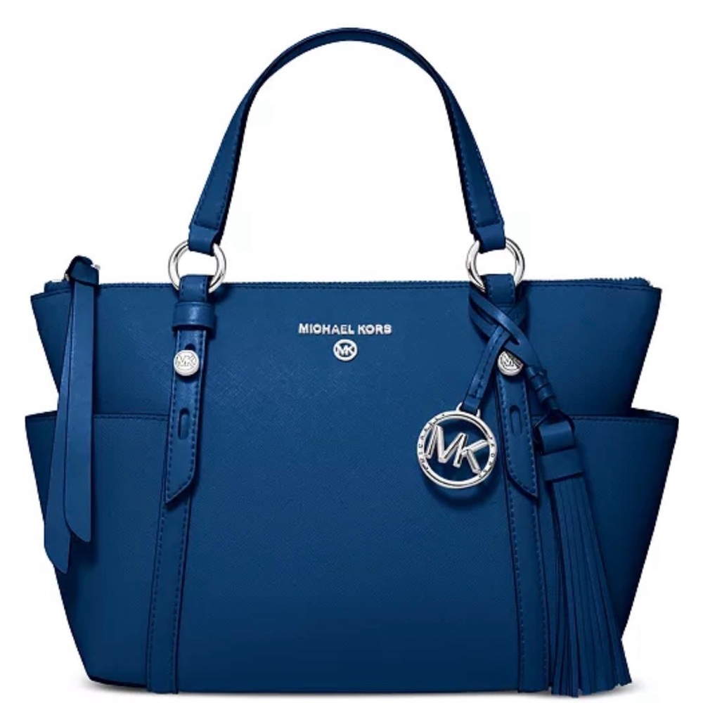 Michael Kors Sullivan Small Convertible Top Zip Leather Tote River Blue NWOT